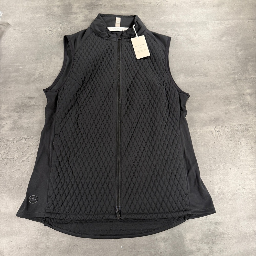 Peter Millar Fuse Hybrid Vest Womens M Black Quilted Windproof Water Resistant